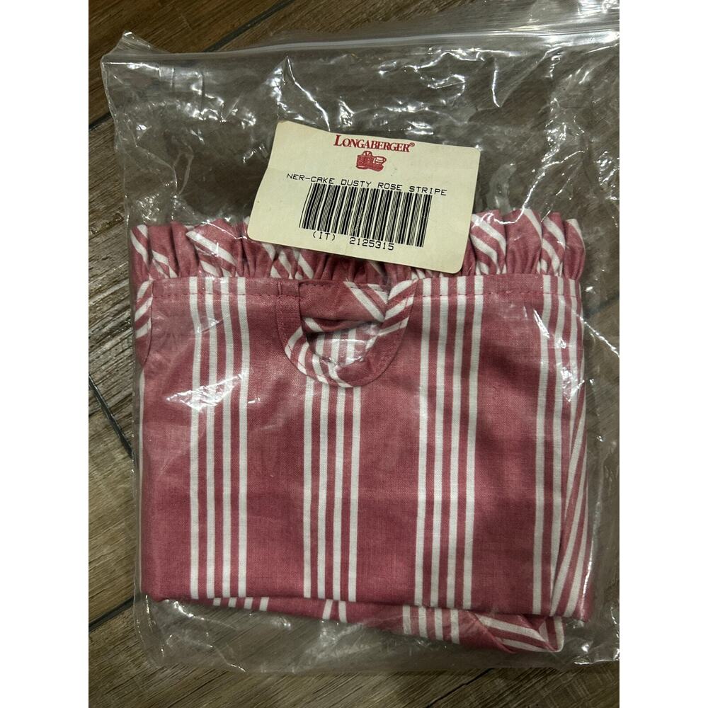 Longaberger Cake Basket Liner DUSTY ROSE pink Stripe NEW Fabric NEW